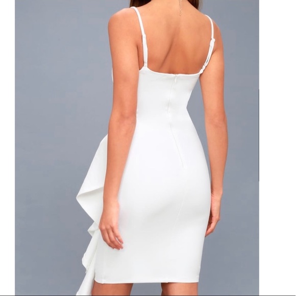 LULU’S White Ruffle BodyCon Cocktail Party Dress M - Picture 3 of 8